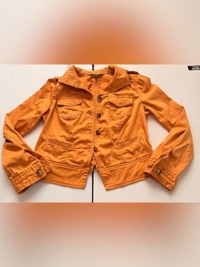 White House Black Market Women’s Cropped Utility Jacket Orange Size 10P Petite